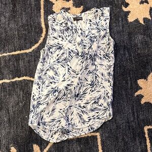 The Limited Navy and White Sleeveless Blouse